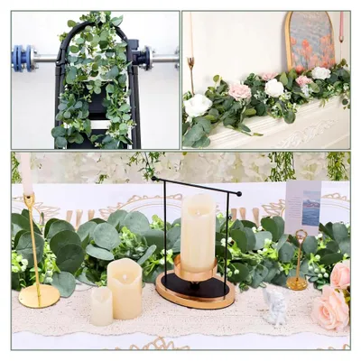Produktbild von 2 Stück Eukalyptus-Girlande, Eukalyptus-Dekoration, Künstliche Pflanzen-Girlande, 1,8 m Grüne Blätter mit Weißen Blumen, für Hochzeitssträuße, Blumen, Heimdekoration