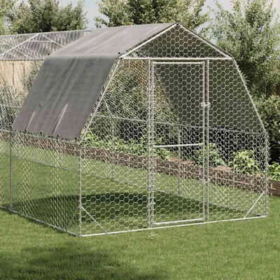 Immagine prodotto di Recinto per Polli con Tetto 2,5x10x2,25 m in Acciaio Zincato