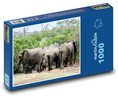 Zdjęcie produktu dla Puzzle 1000 Rodzina słoni w przyrodzie - martinpuzzle