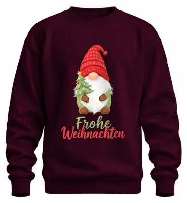 Obrázek produktu pro Veselý vánoční skřítek Christmas Gnome Christmas Tree Cute Uni mikina, vínová, XXL