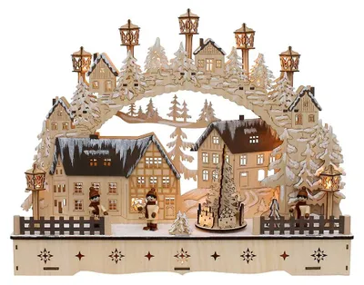 LED-Lichtboog aus Holz, bewegender Weihnachtsbaum, 45x12x35 cm