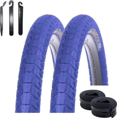 Produktbild von 2 x Kenda K-907 Krackpot 20" BMX Fahrradreifen Fahrradmantel in Blau 50-406 (20 x 1.95) + 2 passende Schläuche AV inkl. 3 Reifenheber