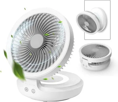 Obrázok produktu pre Kompaktný akumulátorový ventilátor, 3 rýchlosti, nastaviteľný v uhle 90°, dobíjateľný
