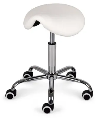 Produktbild von Habys Rollhocker Lofi | Sattelhocker, Arbeitshocker, Drehstuhl, Drehhocker, Kosmetikhocker, Praxishocker, Bürohocker | Höhenverstellbar | Weiß