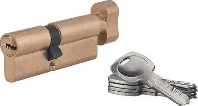 Image de Cylindre de serrure à bouton 5G 45B x 35mm, laiton, anti-arrachement, 5 clés - SP
