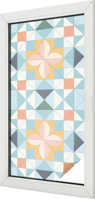 Obrázek produktu pro Vitrážová fólie na okno - 100x50 cm - vitrážový vzor - neprůhledná dekorační fólie pro ochranu soukromí - samolepicí, UV ochrana - barevná geometrie