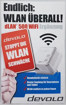 Immagine prodotto di Devolo dLAN 500 WiFi, con e senza cavo, adattatore di rete, Ethernet/Wi-Fi, IEEE 802.11n, 500 Mbit/s, bianco