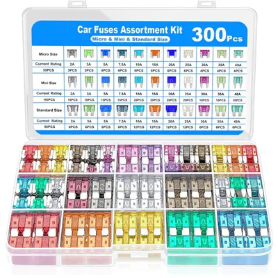300-teiliges Auto-Sicherungsset, gemischt, 2A–40A, Flachsicherungen