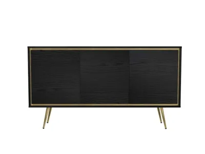Zdjęcie produktu dla Komoda TORI Szerokość 150 cm Czarny Grafit Trzydrzwiowa Do Salonu Styl Glamour TR-01