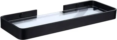 Produktbild von Schwarzes, hängendes Duschregal aus Aluminium mit Saugnapf, 30 cm lang, kein Bohren erforderlich, 1 Stück.