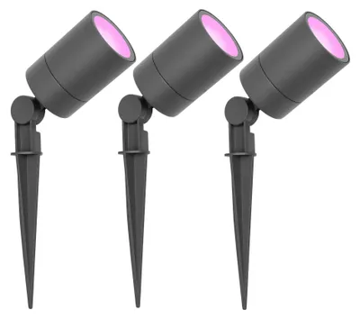 Produktbild von Ledvion 3er Set Gartenstrahler mit Erdspieß IP65 4,9W GU10 RGB dimmbar