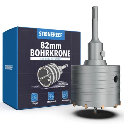 Immagine prodotto di da trapano da 82 mm, sistema SDS Plus - Punta da trapano per muratura e installazioni a incasso, punta per prese elettriche, punta per fori, punta a tazza -  da trapano ad alte prestazioni