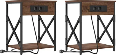 Produktbild von "2026 MODERNE"Nachttisch 2er Set, für Schlafzimmer - elegantes Design - Nachtkommode - Braun Eichen-Optik 41x31x51cm - Nachttische & -schränke NeuMöbel372906