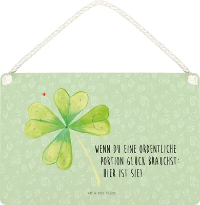 Produktbild von Mr. & Mrs. Panda Dekobrett Blume Kleeblatt DIN A5 - Blattgrün - Geschenk, Türschild, Neuanfang, Umzug, wandtafel, Schild, Deko Wandbild, Jobwechsel, Dekoration, Glück