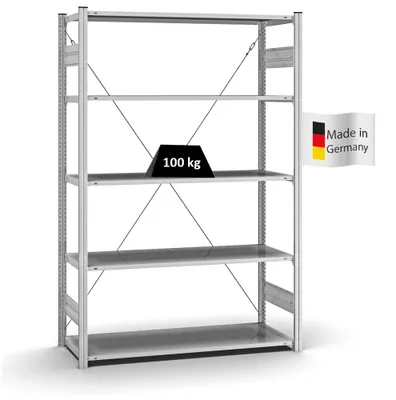 Produktbild von PROREGAL Profi-Lagerregal Stecksystem MAGNUS  Germany | HxBxT 200x130x50cm | Fachlast 100kg | Verzinkt