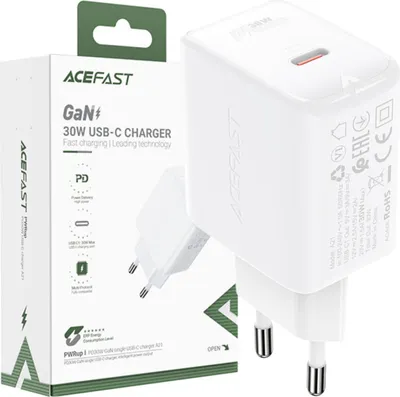 Immagine prodotto di Acefast Caricabatterie Gan Usb Tipo C 30W, Pd, Qc 3.0, Afc, Fcp Bianco (A21 Bianco)