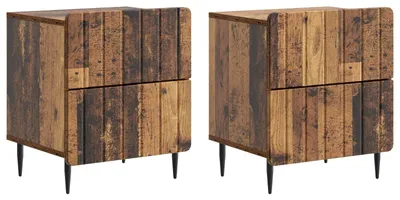 Immagine prodotto di vidaXL Tavolino da notte, 2 pezzi, legno di recupero, 43 x 34,5 x 49,5 cm, materiale in legno