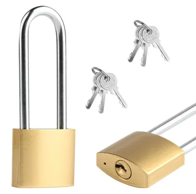 Immagine prodotto di Lucchetto con catenaccio lungo, 38 mm, resistente alle intemperie, con chiave, confezione da 2 pezzi