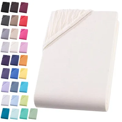 Produktbild von Jersey Spannbettlaken 90-100x200 cm Spannbettuch 100% Baumwolle Bettlaken, Natur Beige