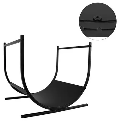 Image de LARS360 Étagère à bois de chauffage Étagère à bois de chauffage en demi-cercle Support à bois de chauffage pour l'intérieur et l'extérieur Abri à bois Noir Acier revêtu, 44.5 x 37.5 x 40 cm