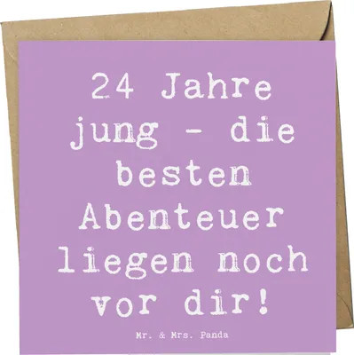 Produktbild von Mr. & Mrs. Panda Grußkarte Spruch 24. Geburtstag - Lavendeltraum - Geschenk, doppelkarte, faltkarte, Glückwunschkarte, Glückwunsch, anlasskarte, Happy Birthday, Familie