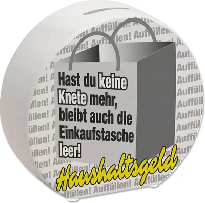 Produktbild von Haushaltsgeld Spardose mit Spruch Keine Knete mehr - Einkaufstasche leer