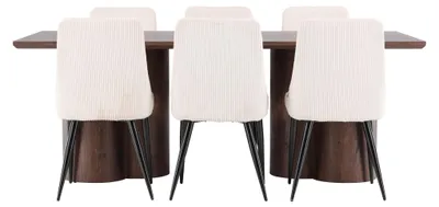 Produktbild von Olivia Essgruppe Esstisch Mokka 6 Stühle Samt beige.