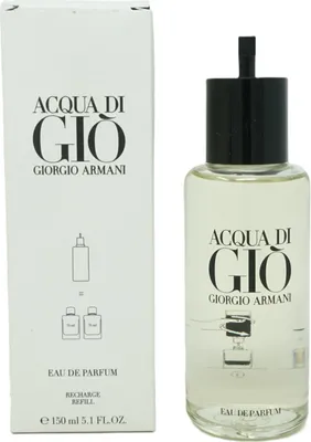 A bottle of Giorgio Armani Acqua Di Gio Eau de Parfum and its packaging are shown.