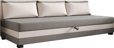 Produktbild von AURA SOFA  Boxspringbett  ROLAND BIZ 110x195 Komplett-Set mit Bonell Matratze, Polsterbett mit Bettkästen -  Hellbeige/Grau, SAWANA 01/21