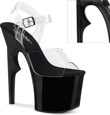 Produktbild von Pleaser LOVETHORN-708 Plateau Sandalen Transparent - Schwarz EU 38