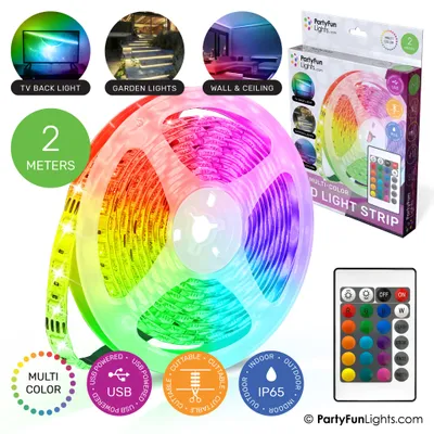 Zdjęcie produktu dla Wielokolorowa taśma LED RGB PartyFunLights - zasilana przez USB - 2 metry