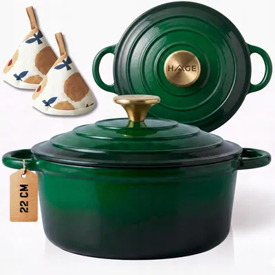Produktbild von Emaillierter Gusseisentopf 22 cm 3 l Hagegrün
