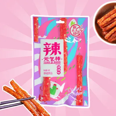 Produktbild von 1x FTW Latiao Sweet & Spicy – Würziger und süßer Gluten-Snack (1x68g)+Heartforcards Versandschutz