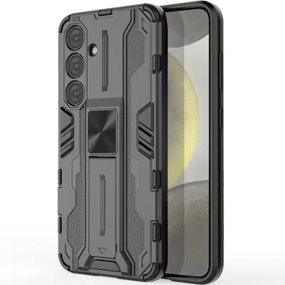 Produktbild von Galaxy S24 Hülle, Dual Layer PC TPU Bumper Stoßfest Ständer Schutzhülle für Samsung Galaxy S24 Schwarz