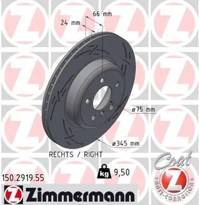 Produktbild von ZIMMERMANN Bremsscheibe Hinten Rechts für BMW 3 Touring (F31) 345mm 150.2919.55