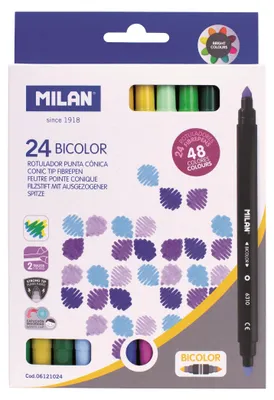 Imagen del producto de Set de rotuladores Milan bicolor, 24 unidades, multicolores
