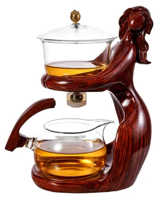 Produktbild von Elegantes Teeset aus Glas mit 6 kleinen Tassen (rot)