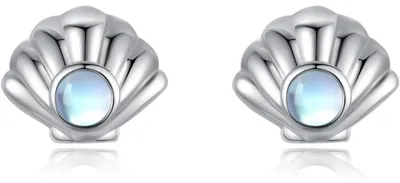 Produktbild von 925 Sterling Silber Ohrstecker Muschel Mondstein Hypoallergen für Damen Mädchen
