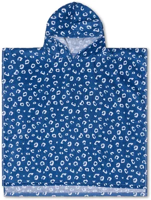 Produktbild von Swim Essentials Strandponcho, Badeumhang für Kinder Poncho Handtuch Blau Leopard Muster 65 x 65 cm | Beach Towel Badehandtuch Handtuch