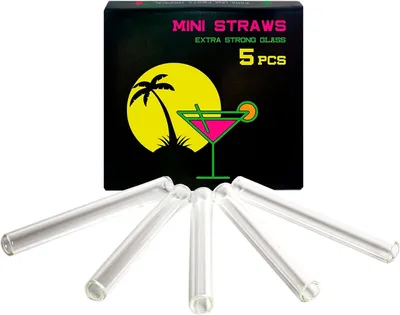 Produktbild von Glasstrohhalme 80 mm, 5 Stück, Wiederverwendbar, Spülmaschinenfest, für Getränke