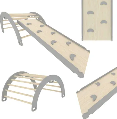 Produktbild von Spielplatz indoor | Kletterbogen Holz Schaukel Rutsche für Kinder | Montessori Spielzeug Kinderrutsche