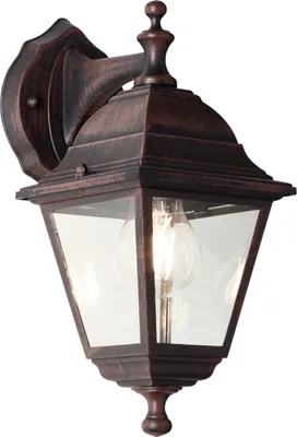 Produktbild von BRILLIANT hängende rostfarbende Außenwandleuchte Nissie | Landhausstil | mit geeignetem Leuchtmittel dimmbar | 1x E27 Fassung max. 60 Watt | Metall/Glas | IP44
