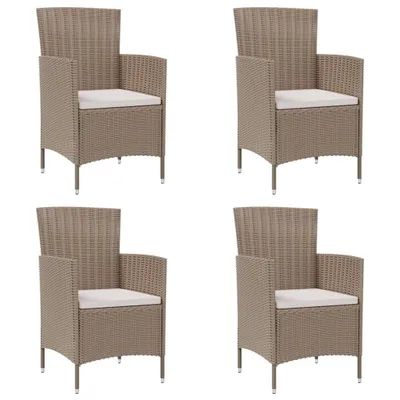 Image de vidaXL Gartenstühle mit Kissen 4 Stk. Poly Rattan Beige