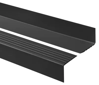 Immagine prodotto di Binario per scale QUEST in PVC 50x42 mm, 1,5 m, bordo antiscivolo per scale, profilo per scale, protezione per scale, RGP, nero