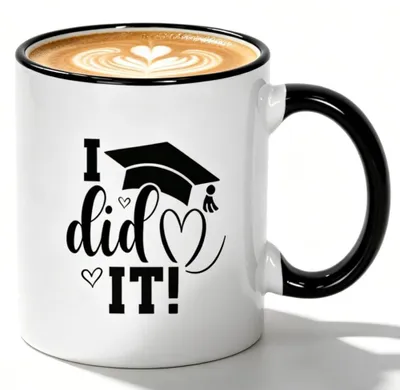 Abschluss-Tasse 11oz Keramik, Motivspruch, Bachelor-Hut, Geschenk