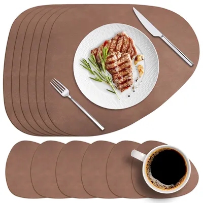 Platzsets aus Kunstleder, oval, 42x34 cm, abwaschbar, 6 Stück