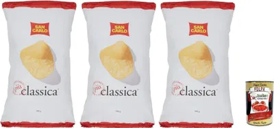 Produktbild von San Carlo Classica Chips Patatine Kartoffelchips gesalzen 3x 300g Kartoffel chips + Italian Gourmet polpa 400g