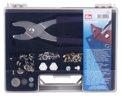 Nähzubehör-Sortimentsbox, 1 St., Druckknöpfe, Ösen, Zange, Silber/Schwarz/Gold