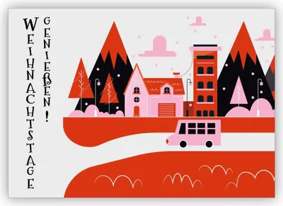 Produktbild von Schicke Retro Weihnachtsferien Karte: Weihnachtstage genießen