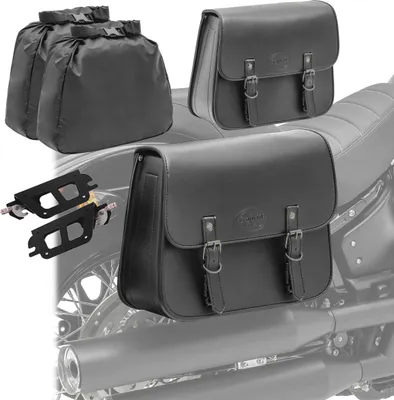 Produktbild von Set 2x Satteltasche + Halter QL für Chopper / Custombikes Standard 20-